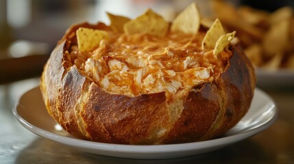 Bread Bowl with Cheese and Chips
