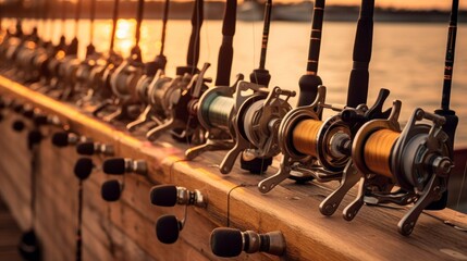 Fototapeta premium Fishing Reels at Sunset