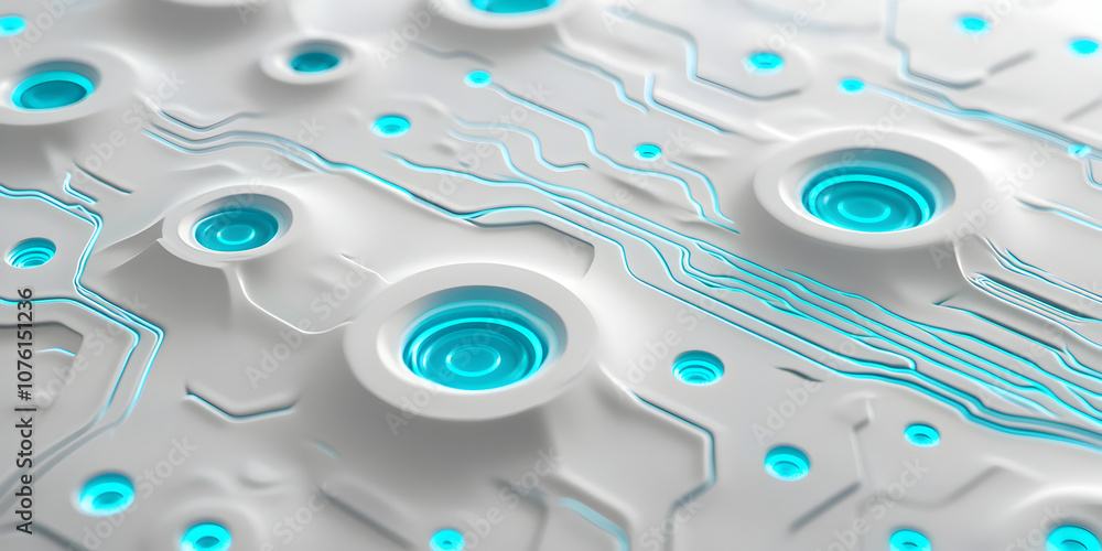 Aufkleber abstract circuitry: an abstract image of a futuristic circuit board, featuring glowing blue lines an