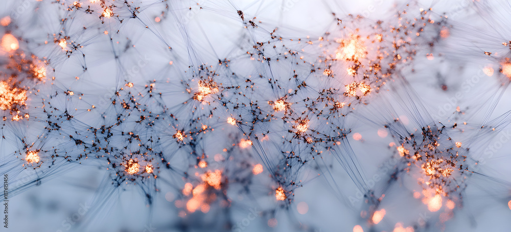 Poster abstract network: intricate lines and points of light, representing the connectedness of modern comm