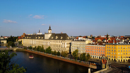 view city from the height of modern wish development architecture Europe Wroclaw Poland