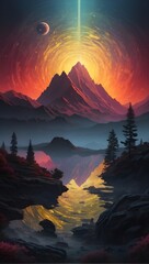 sunset over the mountains