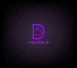 sail, a logo with a stylized sail and the letter D