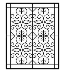 Steel iron window grill design silhouette vector template