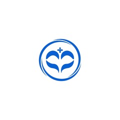 Circle love and hand care vector logo template design