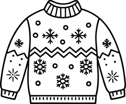 recommend clip art: christmas ugly sweater line art vector christmas sweater outline