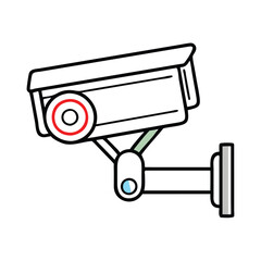 Surveillance CCTV camera vector icon, Colorful vector icon of a CCTV security camera, representing surveillance, monitoring, and safety in modern design.
