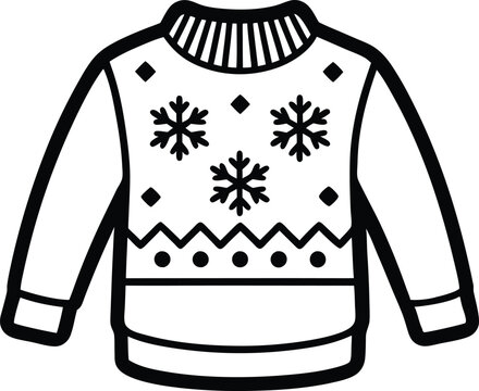 recommend clip art: christmas ugly sweater line art vector christmas sweater outline