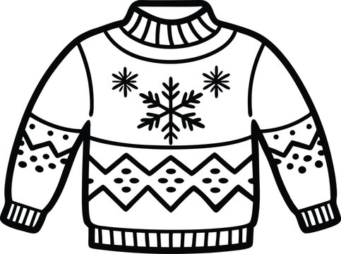 recommend clip art: christmas ugly sweater line art vector christmas sweater outline