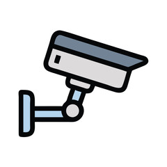 Surveillance CCTV camera vector icon, Colorful vector icon of a CCTV security camera, representing surveillance, monitoring, and safety in modern design.
