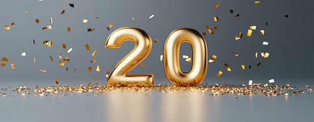 Golden 20 with Confetti