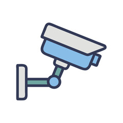 Surveillance CCTV camera vector icon, Colorful vector icon of a CCTV security camera, representing surveillance, monitoring, and safety in modern design.

