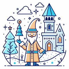 Winter Magic Line Art Vector