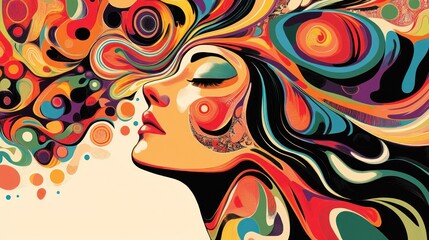 Abstract Woman with Colorful Swirls