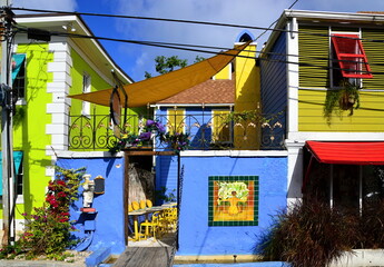 Colorful Houses in Downtown Nassau, the Capital of the Bahamas