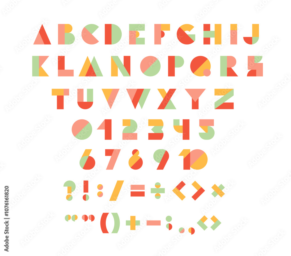 Fototapete typography font with geometric alphabet. modern abstract typeface design with letters and numbers in