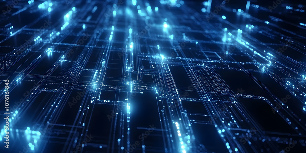 Poster digital network: a mesmerizing abstract image of a glowing, vibrant digital network, showcasing the 