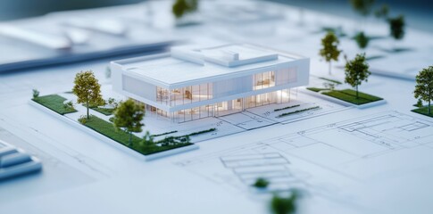 Fototapeta premium Blueprint layout paired with a schematic for a comprehensive design overview and project planning.