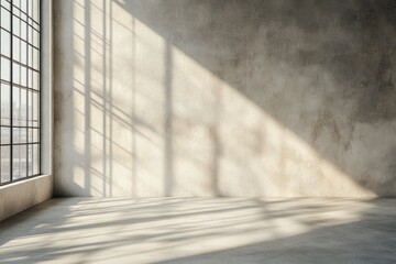 Empty Room with Window and Concrete Wall