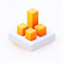 Naklejka premium Stylized 3D Cartoon Graph Icon with Geometric Shapes and Matte Orange Finish