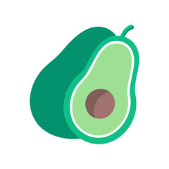 avocado icon, fruits vector icon - simple vector illustration of a avocado, in a simple and clean style, suitable for food and health themes. fruits flat illustration.