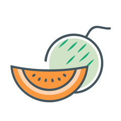 cantaloupe icon, fruits vector icon - simple vector illustration of a cantaloupe, in a simple and clean style, suitable for food and health themes. fruits flat illustration.