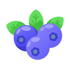 blueberry icon, fruits vector icon - simple vector illustration of a blueberry, in a simple and clean style, suitable for food and health themes. fruits flat illustration.