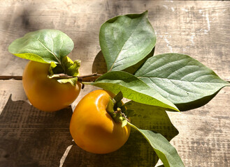 ripe fruit on wooden background