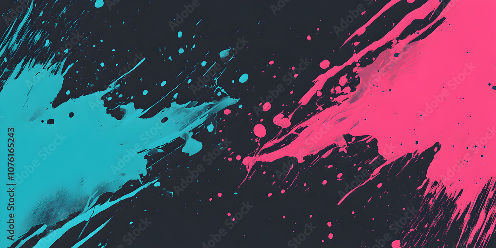 Poster abstract splash of color: a vibrant and dynamic abstract background with bold splashes of cyan and m