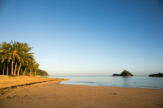 Sunrise on a remote beach in Asia