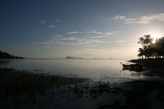 Sunrise on a remote beach in Asia