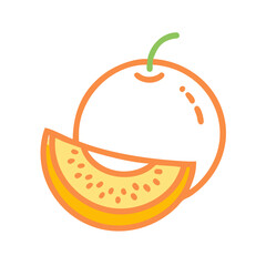 cantaloupe icon, fruits vector icon - simple vector illustration of a cantaloupe, in a simple and clean style, suitable for food and health themes. fruits flat illustration.