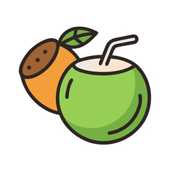 coconut icon, fruits vector icon - simple vector illustration of a coconut, in a simple and clean style, suitable for food and health themes. fruits flat illustration.