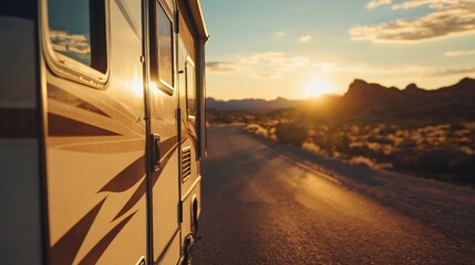 RV Road Trip at Sunset
