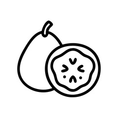 feijoa icon, fruits vector icon - simple vector illustration of a feijoa, in a simple and clean style, suitable for food and health themes. fruits flat illustration.