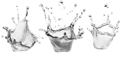 Dynamic water splashes in motion, captivating display of fluid energy against dark background