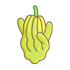fruit buddha s hand icon, fruits vector icon - simple vector illustration of a fruit buddha s hand, in a simple and clean style, suitable for food and health themes. fruits flat illustration.