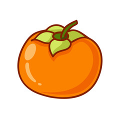 fuyu persimmon icon, fruits vector icon - simple vector illustration of a fuyu persimmon, in a simple and clean style, suitable for food and health themes. fruits flat illustration.