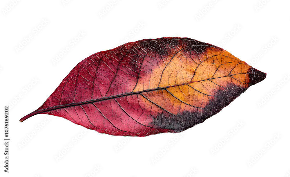 Canvas Prints rustic autumn golden red and brown leaves showing the veins of the leaf isolated on a flat backgroun