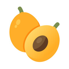 loquat icon, fruits vector icon - simple vector illustration of a loquat, in a simple and clean style, suitable for food and health themes. fruits flat illustration.