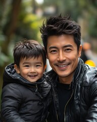 Celebrating International Mens Day Father and Son Bonding with Joyful Bike Riding in the Park
