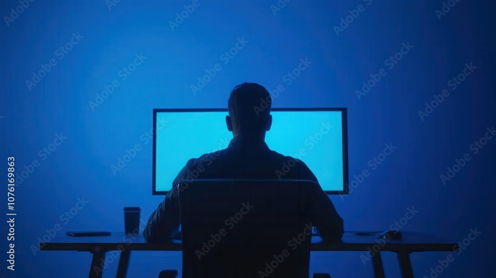 Aufkleber a skilled hacker attempts to breach a secure system in a dark environment