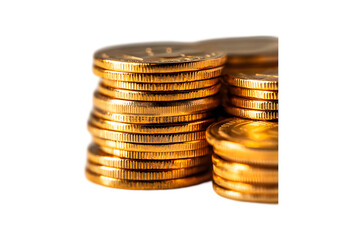 Stack of gold coins, white isolate background