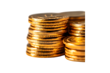 Stack of gold coins, white isolate background