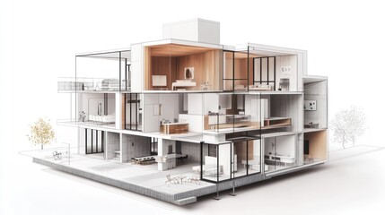Modern architectural model showcasing a multi-level house design.