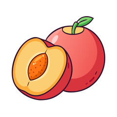 nectarine icon, fruits vector icon - simple vector illustration of a nectarine, in a simple and clean style, suitable for food and health themes. fruits flat illustration.