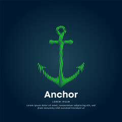 simple logo Anchor Illustration in a linear style. Abstract line art Anchor logotype vector template suitable for organization, company, or community. EPS 10