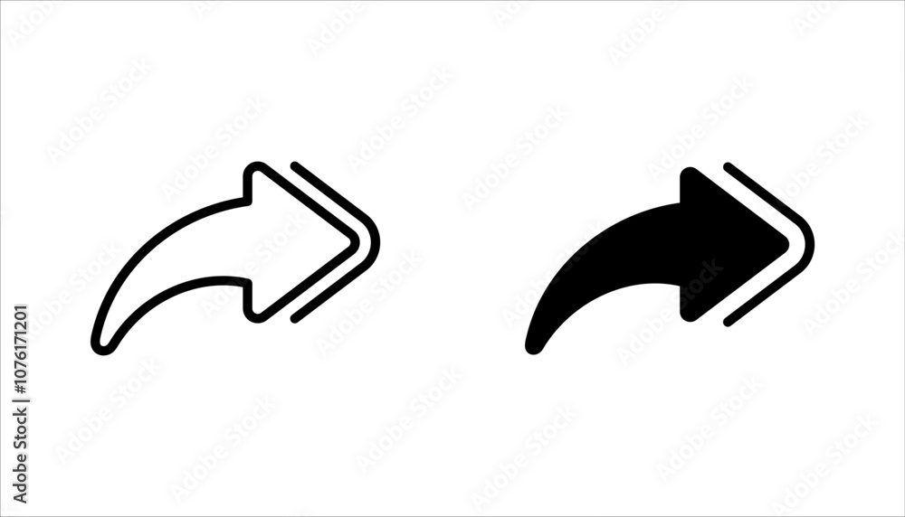 Poster double right arrow linear icon set. symbolize fast forward, skip or next vector illustration on whit