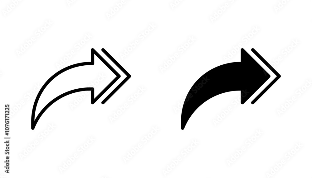 Poster double right arrow linear icon set. symbolize fast forward, skip or next vector illustration on whit
