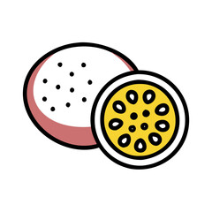 passion fruit icon, fruits vector icon - simple vector illustration of a passion fruit, in a simple and clean style, suitable for food and health themes. fruits flat illustration.